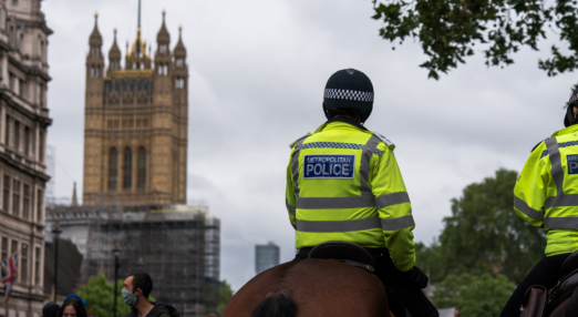 Two unidentifiable police officer on horseback in London