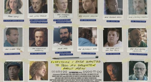 Film poster for the film, 'Everything I ever wanted to tell my daughter about men'. The design is of row of ploroid type photos each with a hand written knickname underneath, for example Mr Ukelele or Mr Shoud've Married. Thare also award logos at the bottom.