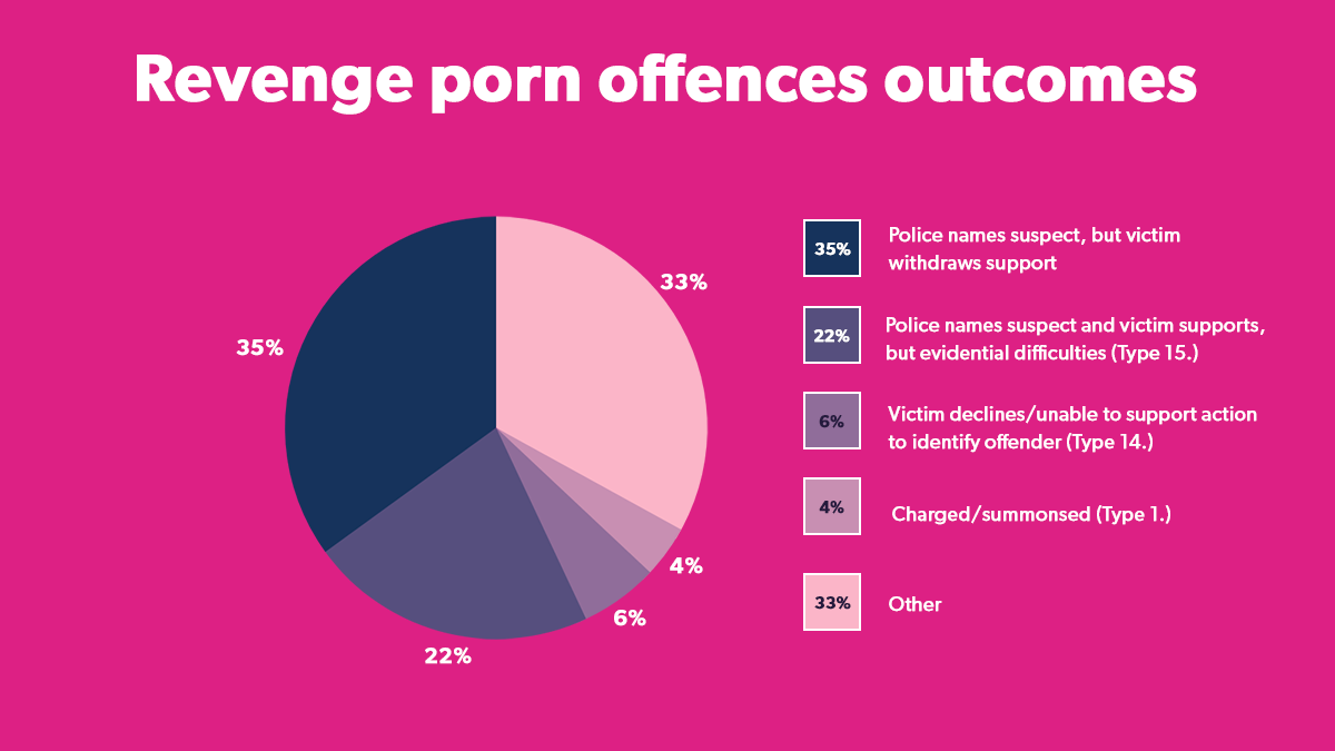 Revenge porn offences outcomes pie chart